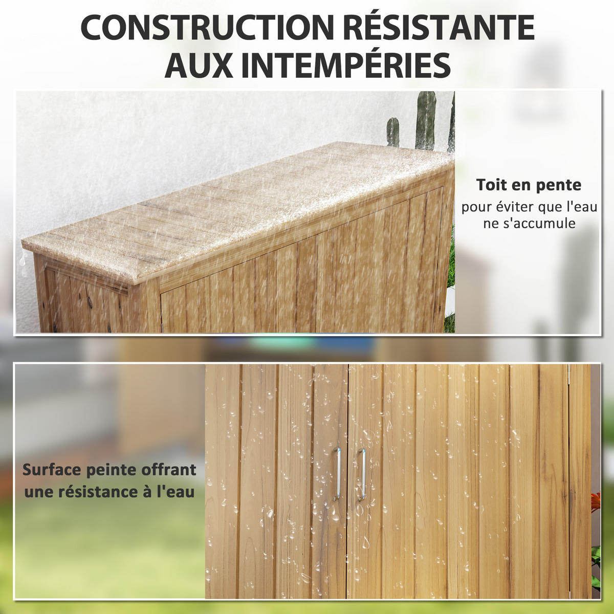 GERÄTESCHUPPEN DE-17608 2 Türen, 2 Böden mit Schrägdach Braun - Braun, Holz (110/85/50cm) - ComfortXL
