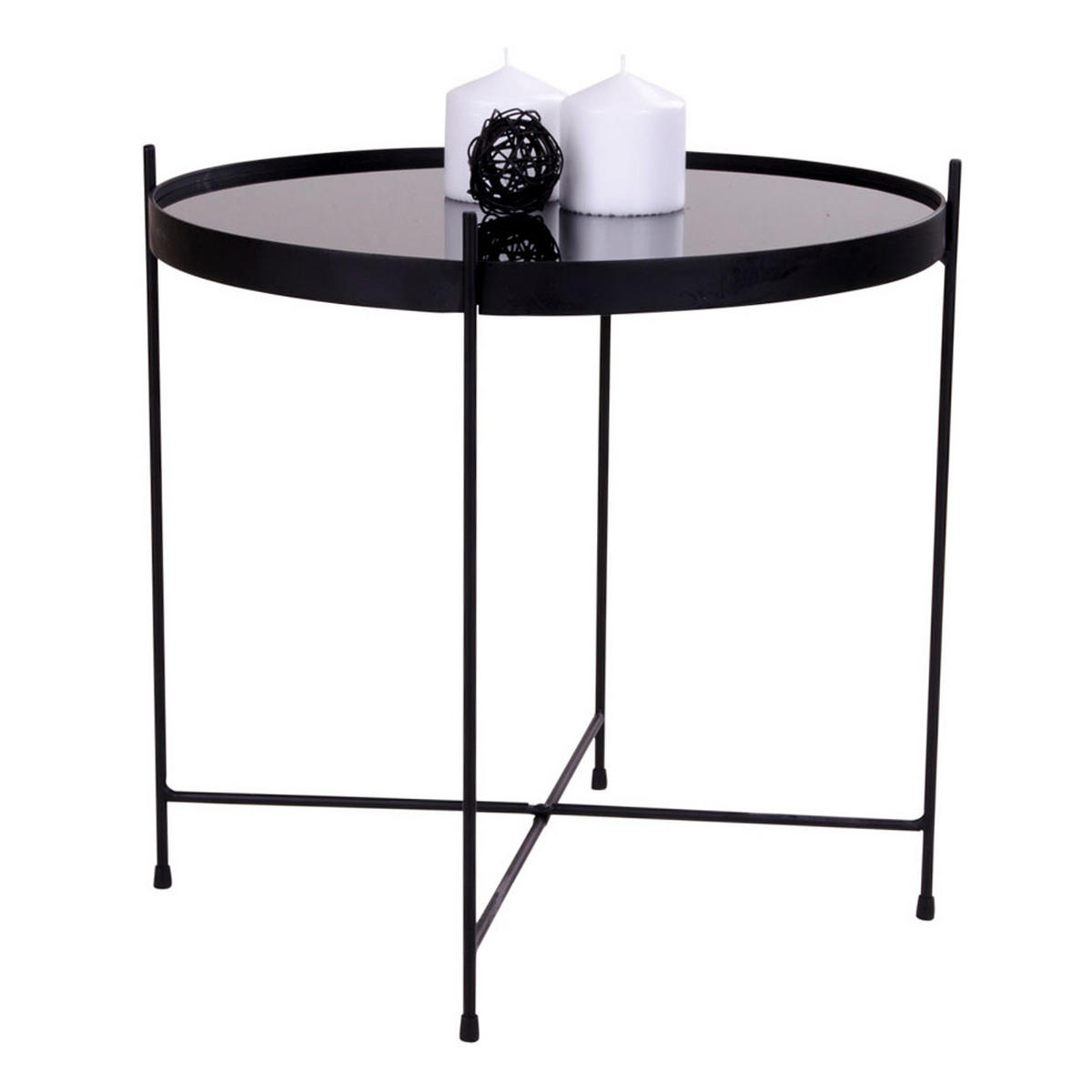 COUCHTISCH schwarz Stahl, Glas - Schwarz, Holzwerkstoff (48/48/48cm) - ebuy24