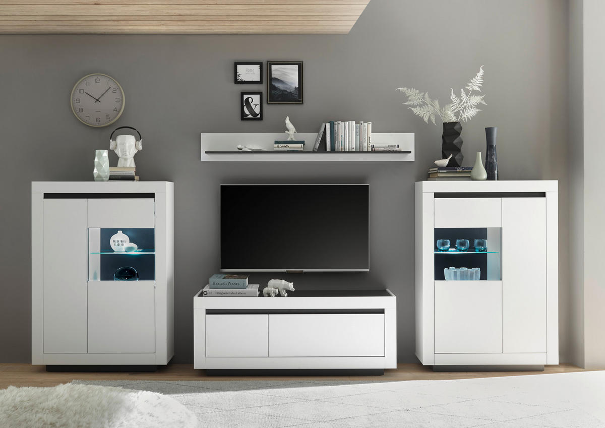 VITRINE M11 Weiß 96/136/38 cm - Weiß, Holzwerkstoff (96/136/38cm) - Livojo