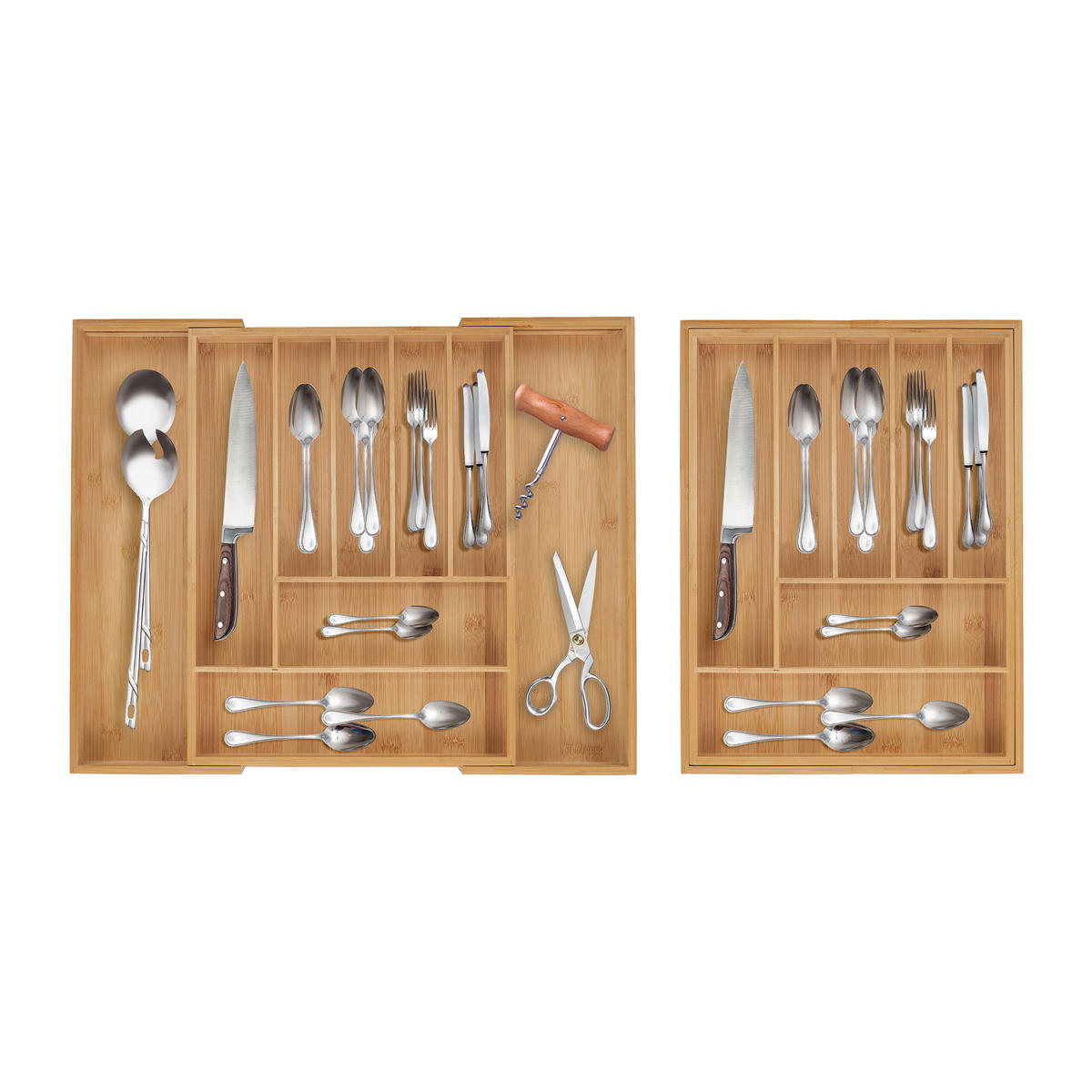 BESTECKKASTEN - Hellbraun, Holz/Kunststoff (53.5/5/43cm) - Relaxdays