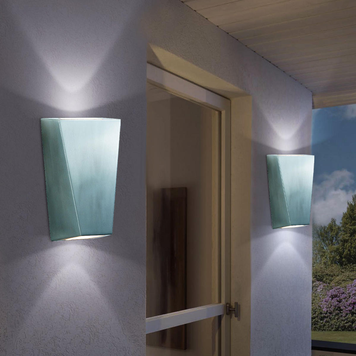 LED AUSSEN-WANDLEUCHTE Aluminium Silber - Silberfarben, Glas (12/21.5/10cm)