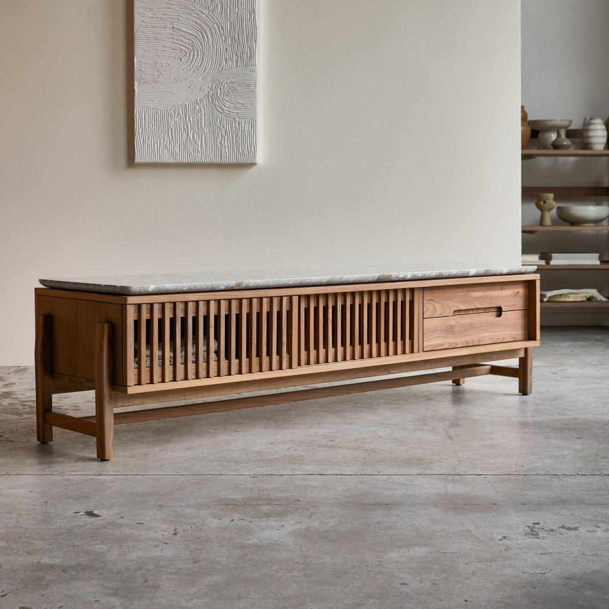 TV-SCHRANK Isaure Dunkelbraun aus Walnuss - Dunkelbraun, Holz (175/45/45cm) - Tikamoon