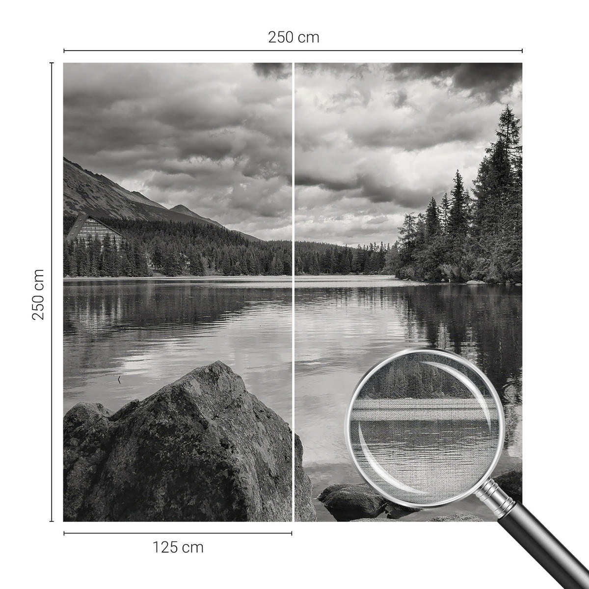 FOTOTAPETE 250x250 cm - Bergpanorama - Schwarz, Textil (250/250cm) - Wallfluent