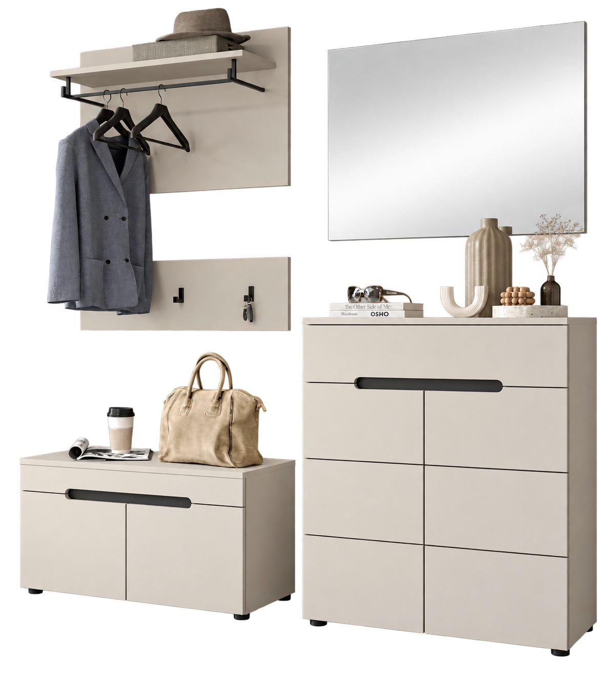Inn.Furn Garderoben-Set Kaschmir 175x190x37 cm
