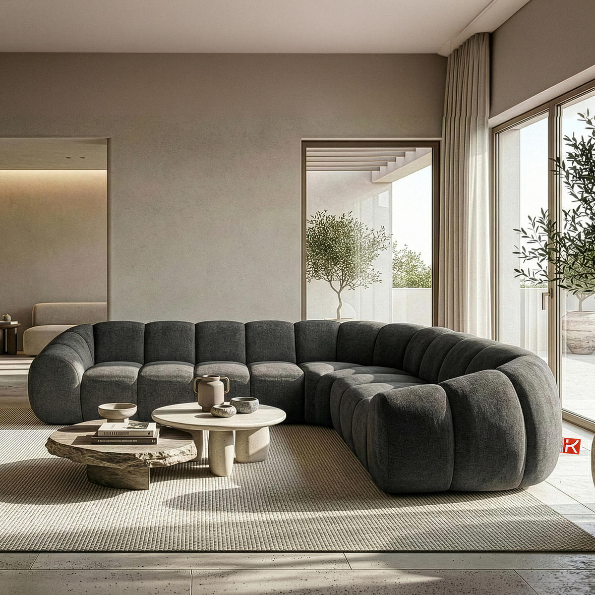 ECKSOFA RECHTS FLAVA, Graphitfarben - Graphitfarben, Holz/Holzwerkstoff (310/270cm) - KONSIMO®