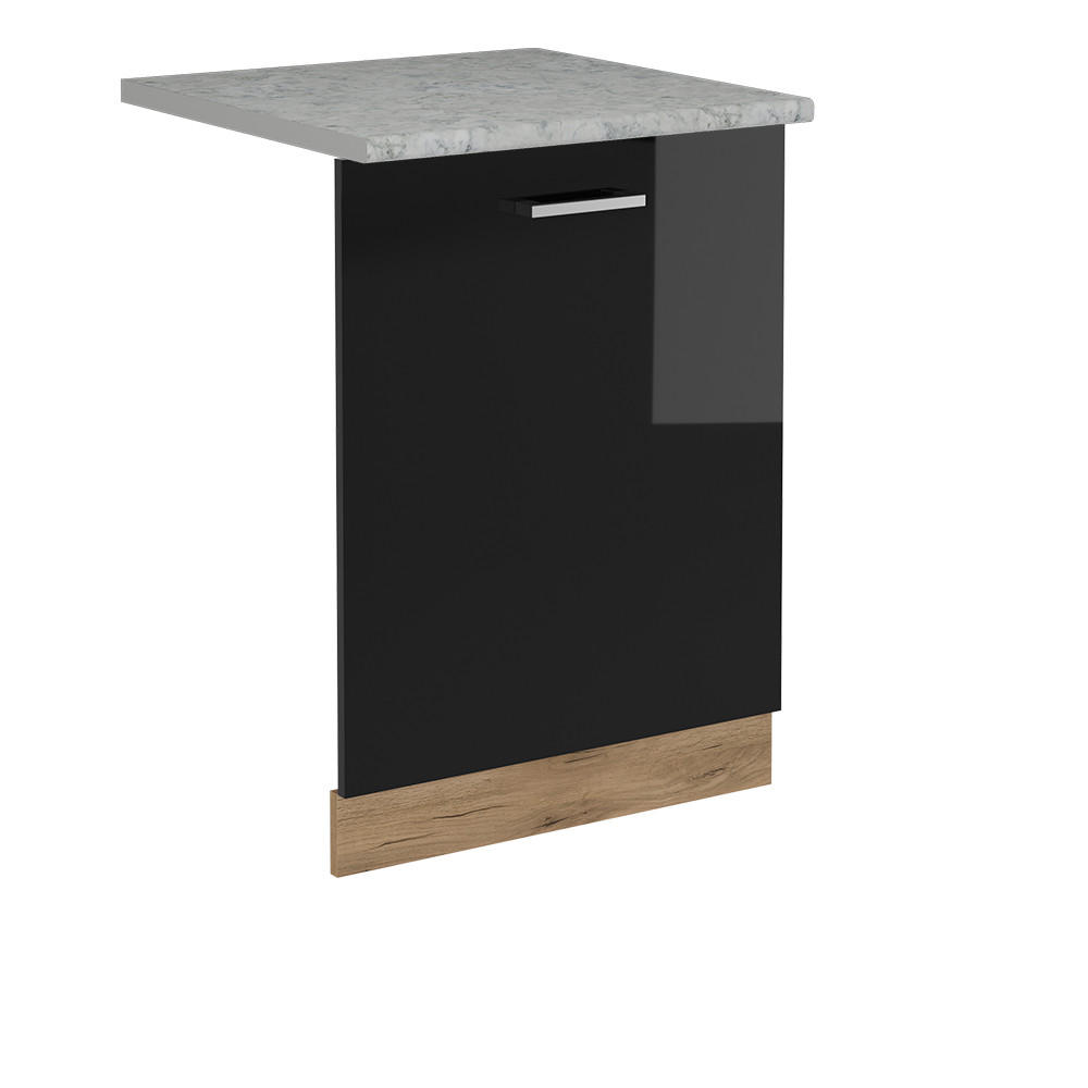 ČELNÍ PANEL MYČKY R-Line Černý vysoký lesk - medově dubová/vysoce lesklá černá, kompozitní dřevo (60/81.8/1.6cm) - Vicco
