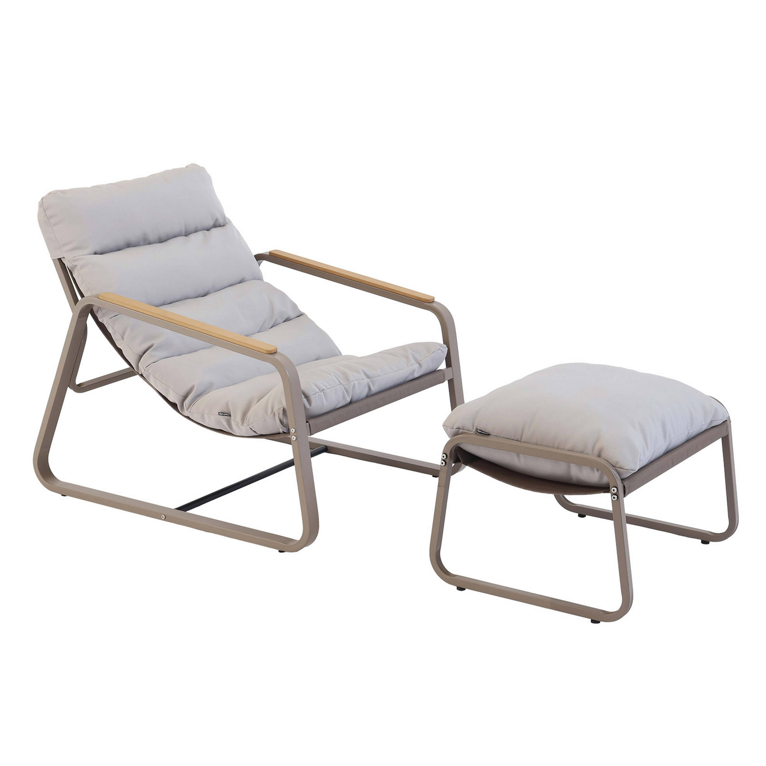 GARTEN-RELAXSESSEL mit Fußstütze, Taupe - Taupe, Textil (72/77/91cm) - Oviala