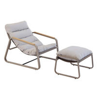 GARTEN-RELAXSESSEL mit Fußstütze, Taupe - Taupe, Textil (72/77/91cm) - Oviala