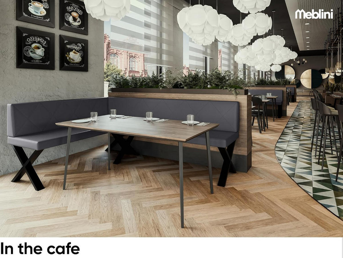 ECKBANK ERIC_X - Grau, Leder (142/196cm) - Meblini