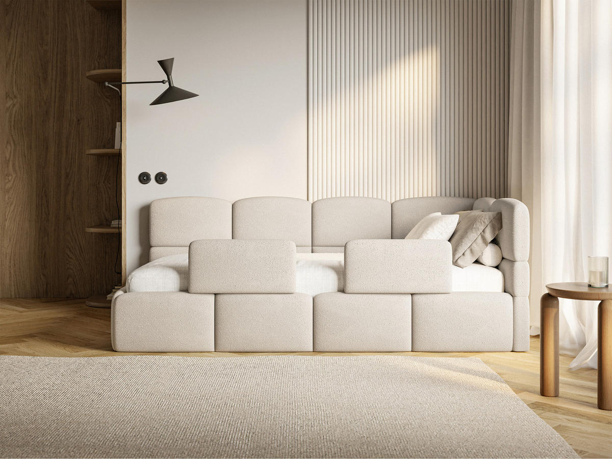 KINDERBETT Cloudy Cremeweiß 120 x 200 cm - Creme/Schwarz, Kunststoff/Textil (120/200cm) - Selsey