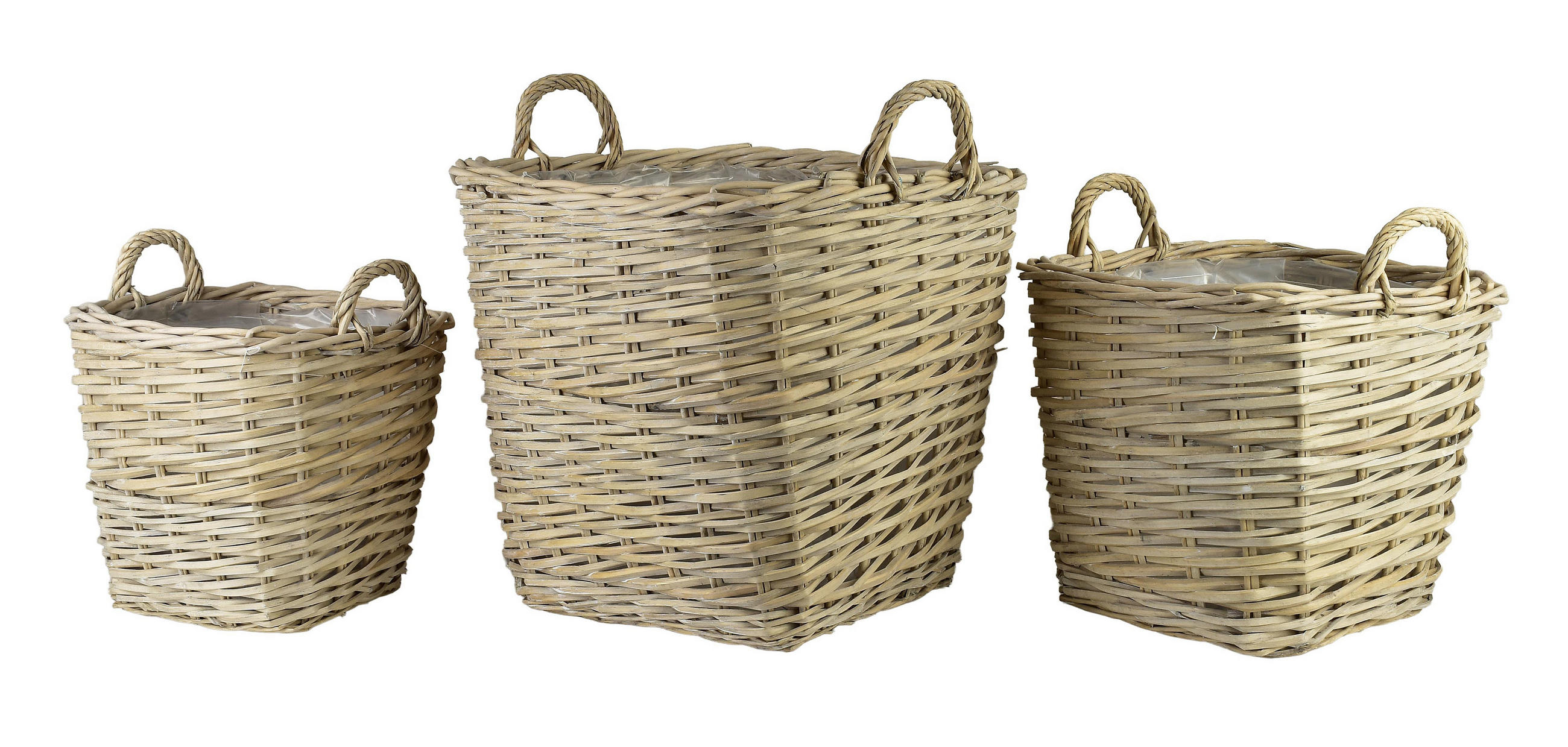 BLUMENTOPF Gustav 3er Set beige 45/45/43 cm Weide - Beige, Holzwerkstoff (44cm) - Mondex