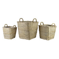 BLUMENTOPF Gustav 3er Set beige 45/45/43 cm Weide - Beige, Holzwerkstoff (44cm) - Mondex