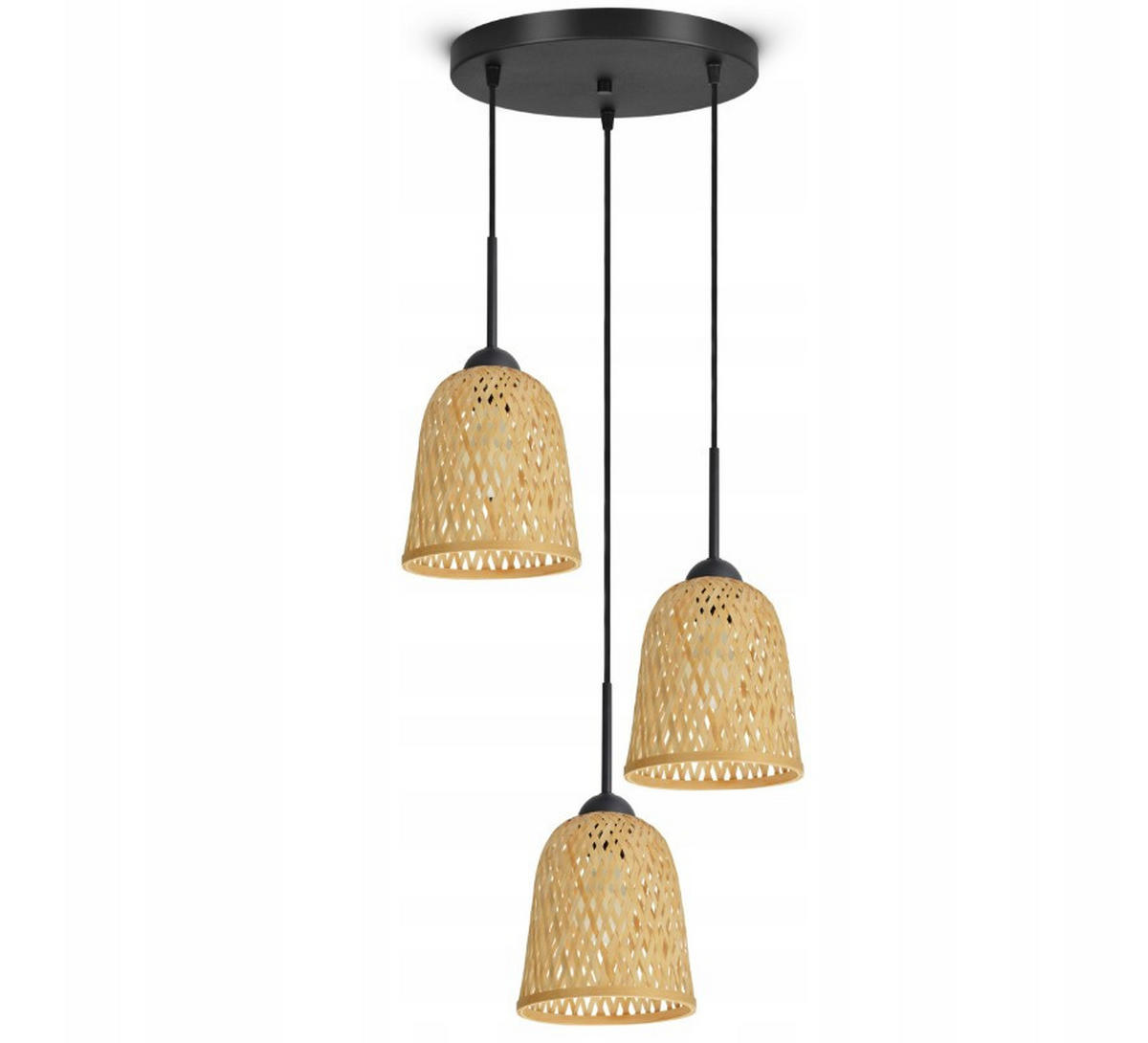 PENDELLEUCHTE BOHO - Schwarz/Weiß, Holz/Metall (40/40/100cm) - kiki design