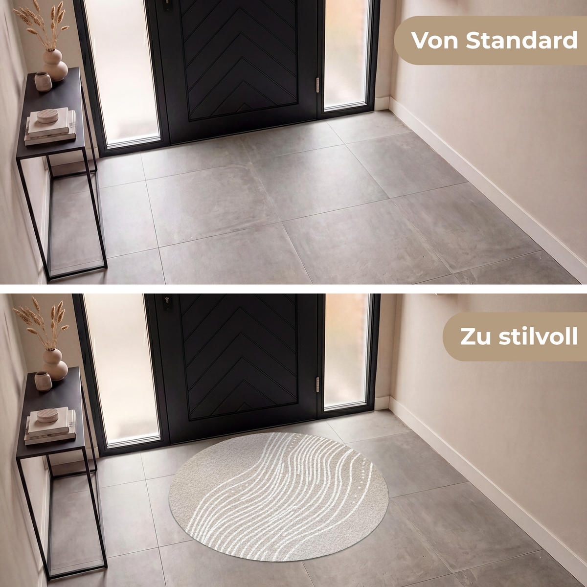FUSSMATTE Wellenlinien - Fließend - Sandfarben Fußabtreter 120x120 cm - Beige, Kunststoff (120/120cm) - MuchoWow