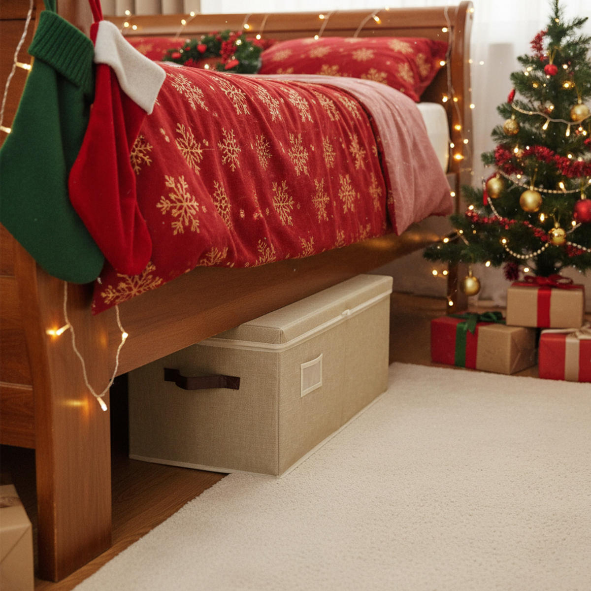 WEIHNACHTSKUGEL-AUFBEWAHRUNGSBOX - Beige, Wellpappe/Kunststoff (66.5/26/33cm) - Relaxdays