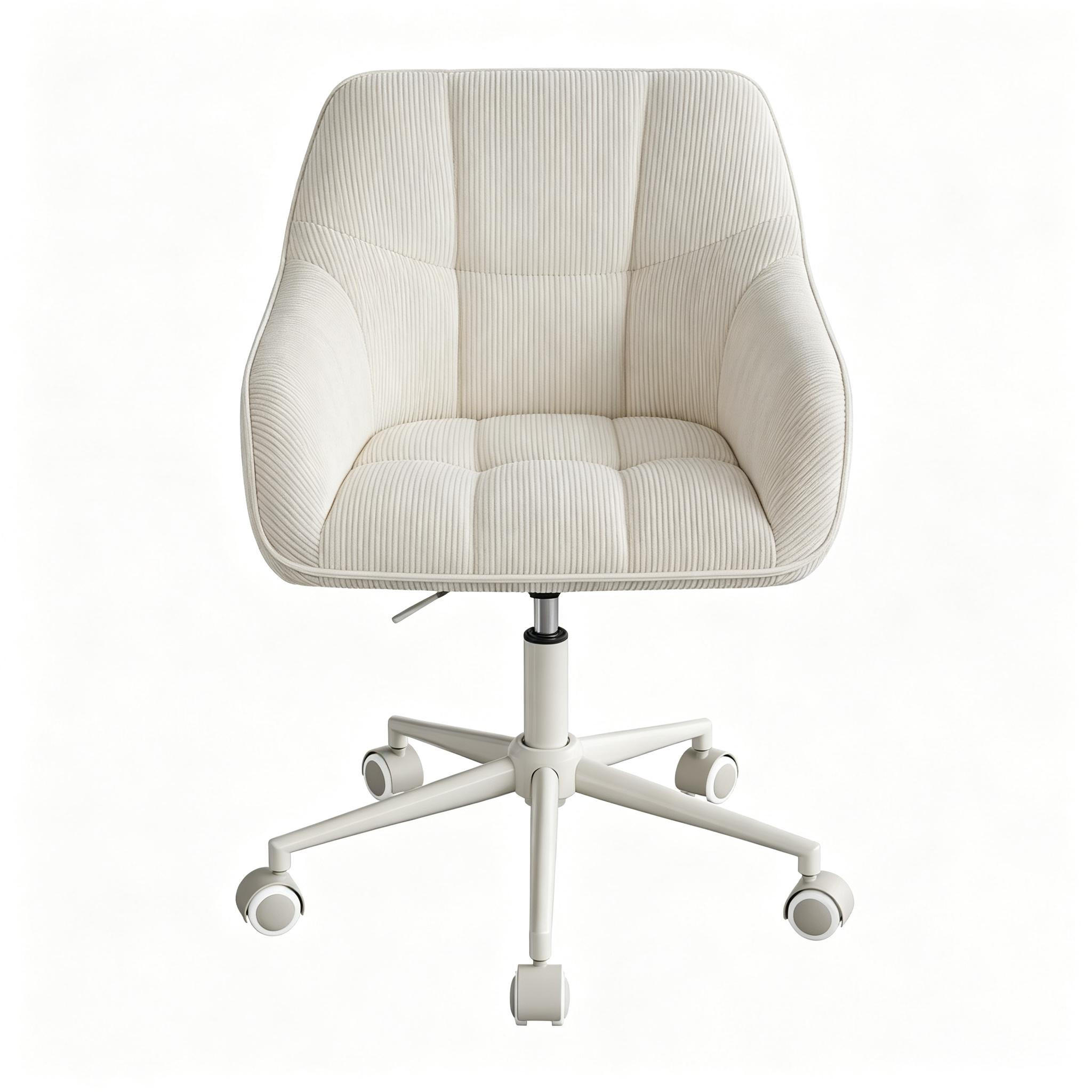 DREHSTUHL DE-40915 mit Cordbezug und Karomuster höhenverstellbar Beige - Beige, Metall (40/90/56cm) - ComfortXL