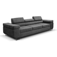 SOFA Marlene II 274 x 97 cm, mit verstellbaren Kopfstützen Schlaffunktion Wohnzimmersofa 3 Sitzer, grau - Dunkelgrau, Kunststoff (274/87/97cm) - Margaret Hadas24