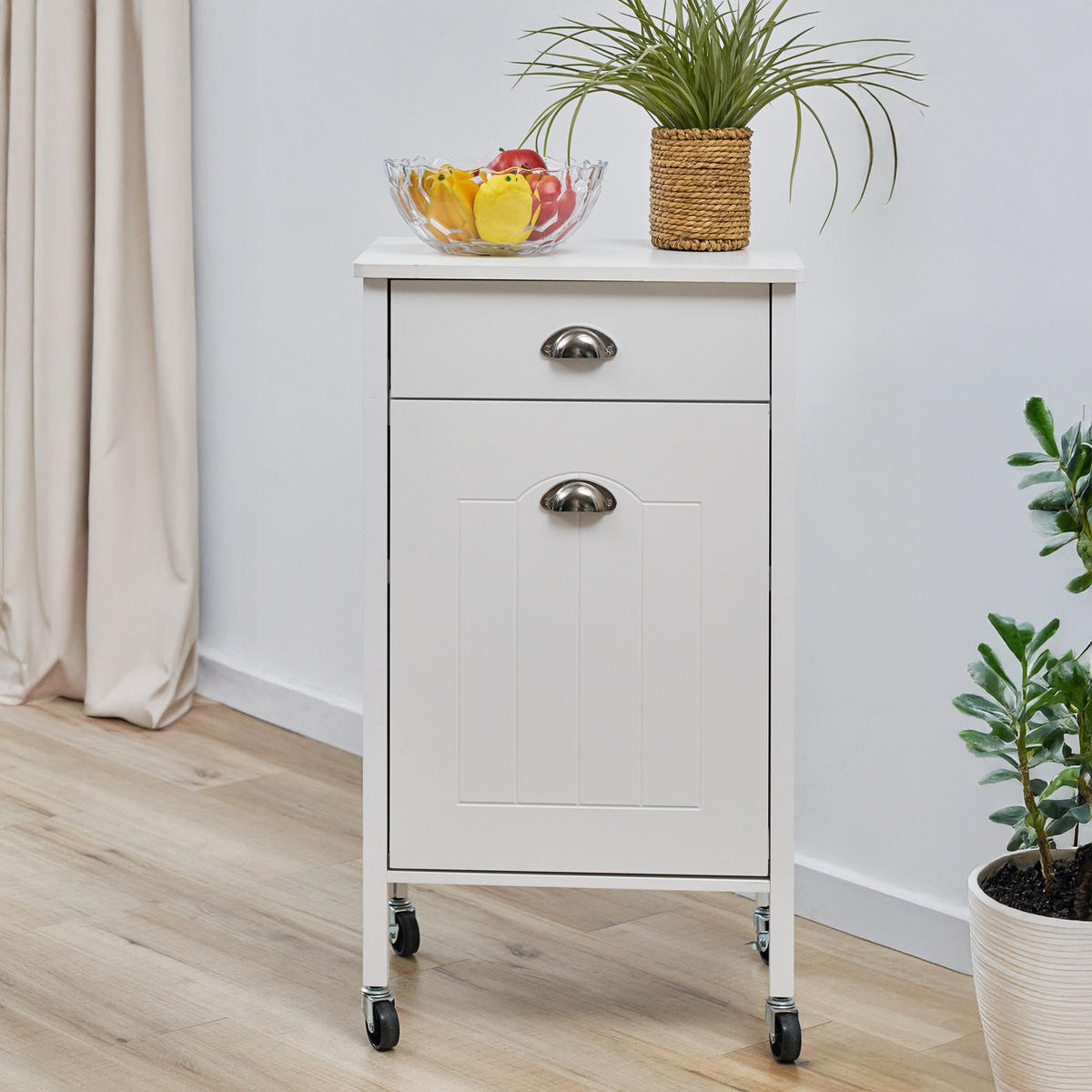 KÜCHENWAGEN mit 2 Behältern Weiß - Weiß, Holz (48/83.5/37cm) - SVITA