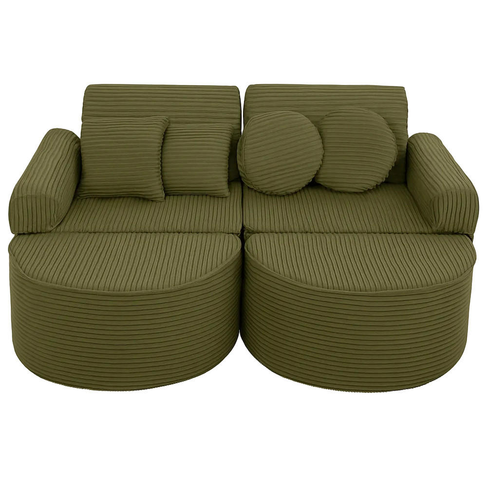 KINDERSOFA AESTHETIC 120 cm Cord Khaki 12 Stk - Grün, Textil (60/12.5/120cm) - MeowBaby