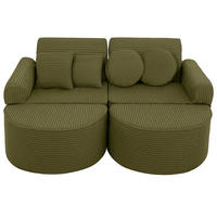 KINDERSOFA AESTHETIC 120 cm Cord Khaki 12 Stk - Grün, Textil (60/12.5/120cm) - MeowBaby