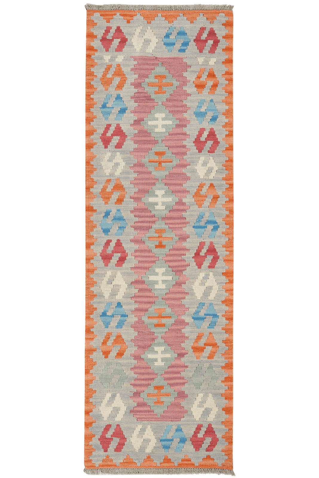 KELIM-LÄUFER handgewebt Gashgai Rosa 191/60 cm Schurwolle - Pink, Textil (60/191cm) - Looma