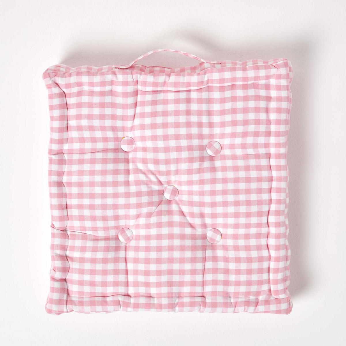 SITZKISSEN rosa kariert 40/40/8 cm – Bodenkissen Vichy-Karo - Rosa, Textil (40/40/8cm) - Homescapes