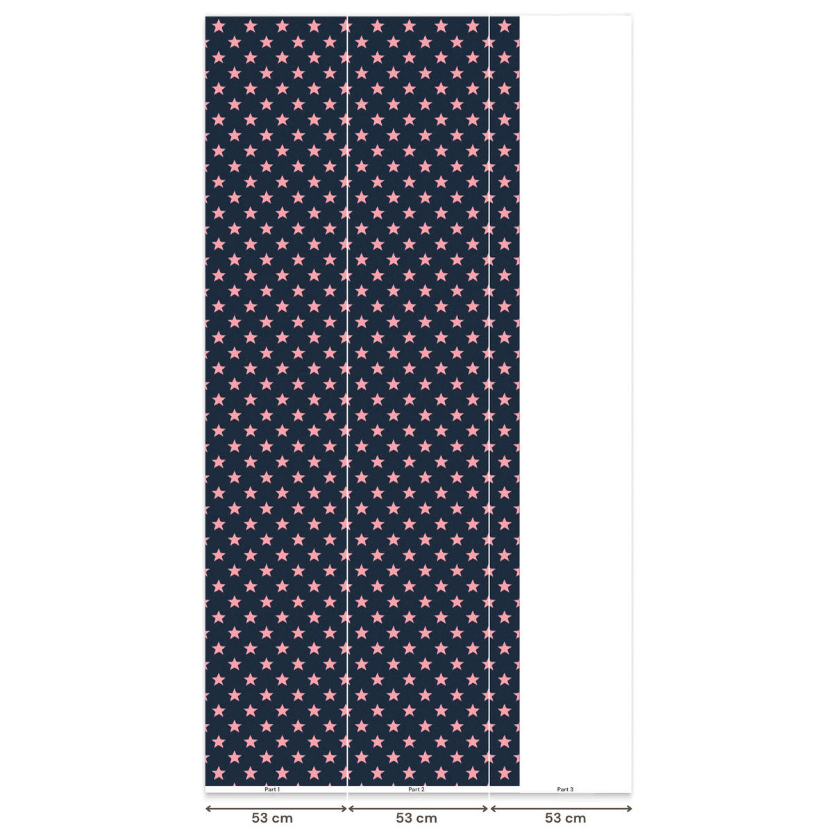 KINDERTAPETE - Muster - Sterne - Rosa - 120x300 cm - Anthrazit, Papier (120/300cm) - OnlyWow