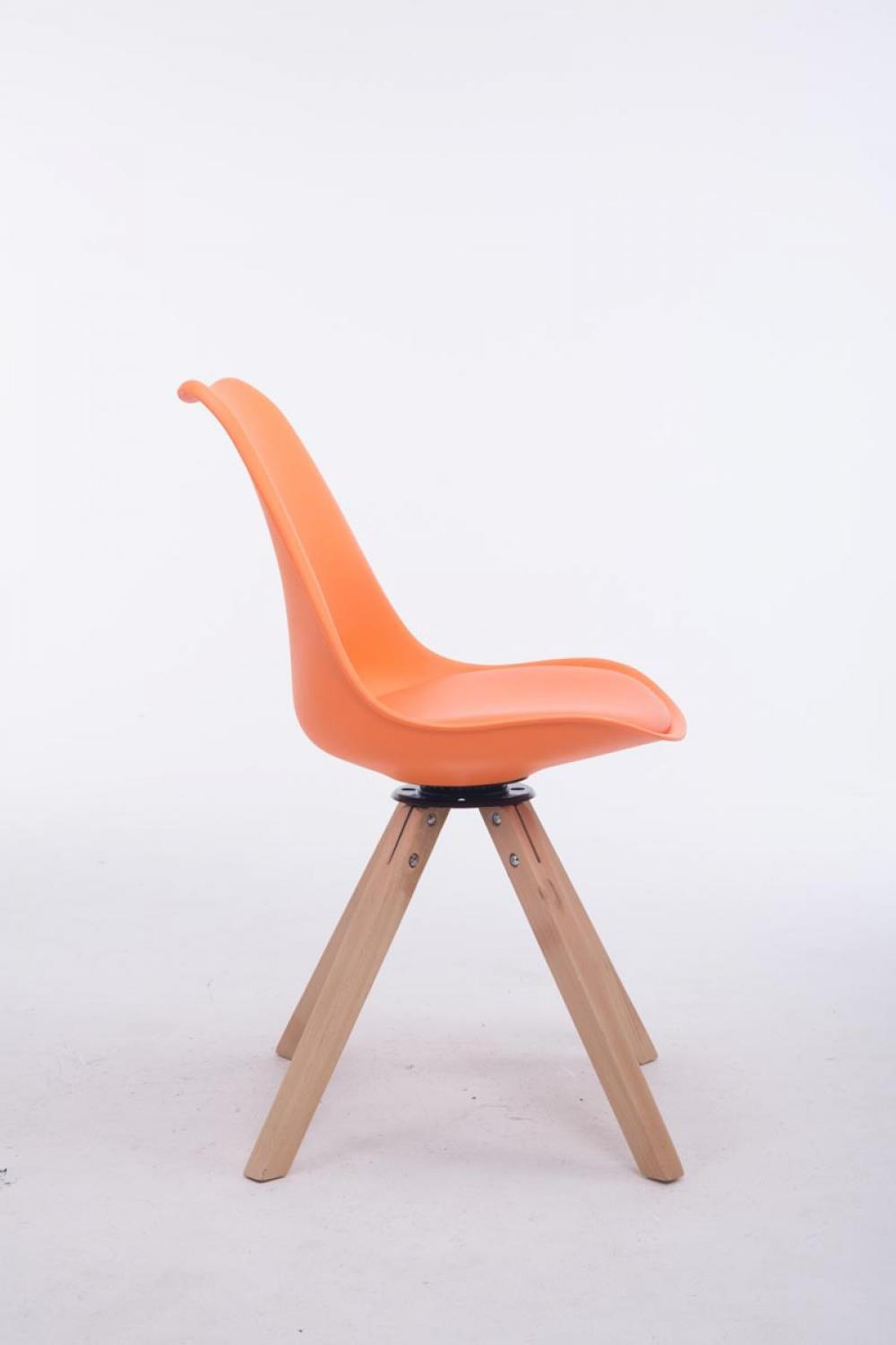 DREHSTUHL Lederlook orange - Eukalyptusholzfarben/Orange, Holz/Textil (48/84/56cm) - CLP