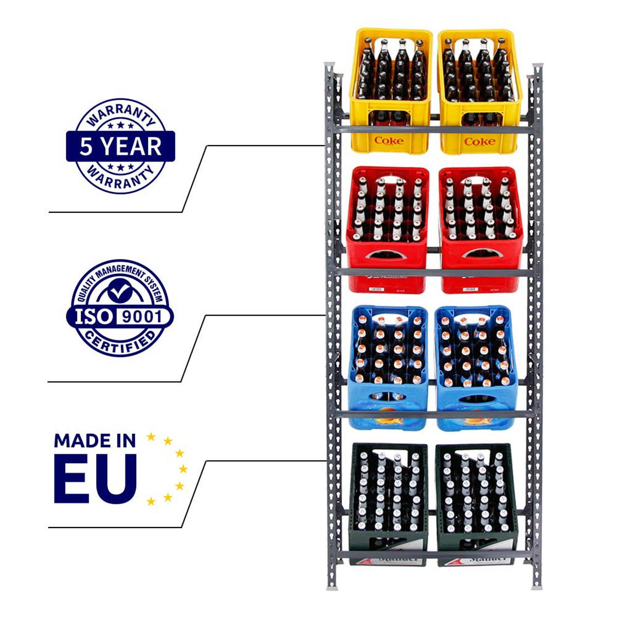 GETRÄNKEKISTENREGAL High Big Camel 200x80x30 cm Anthrazit - Anthrazit, Metall (80/200/30cm) - PROREGAL