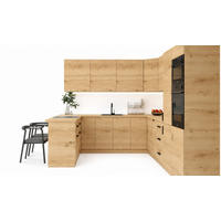 ECKKÜCHE 390 × 260 × 210 cm – Nexa K106-G860 – in Woodline / Matt - Schwarz/Eiche Artisan, Holz/Metall (390/212/58cm) - ROYAL24_MARKT