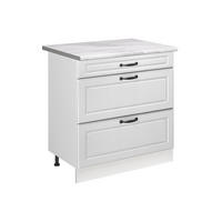 KUCHYNSKÁ SPODNÁ SKRINKA R-Line, Biely vidiecky dom/biely, 80 cm s 3 zásuvkami Marmori työtaso - biela, kompozitné drevo (80/81.6/60cm) - Vicco