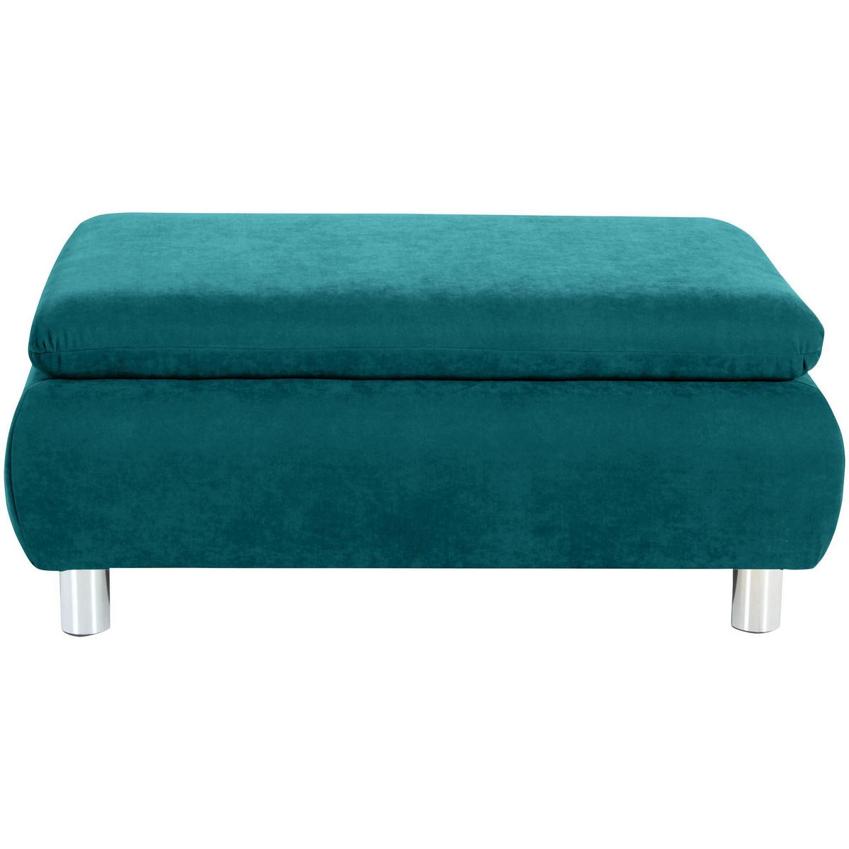 HOCKER Kaye Bezug Veloursstoff Metallfuß verchromt / petrol - Blau, Kunststoff (90/43/60cm) - 58aufmkessel
