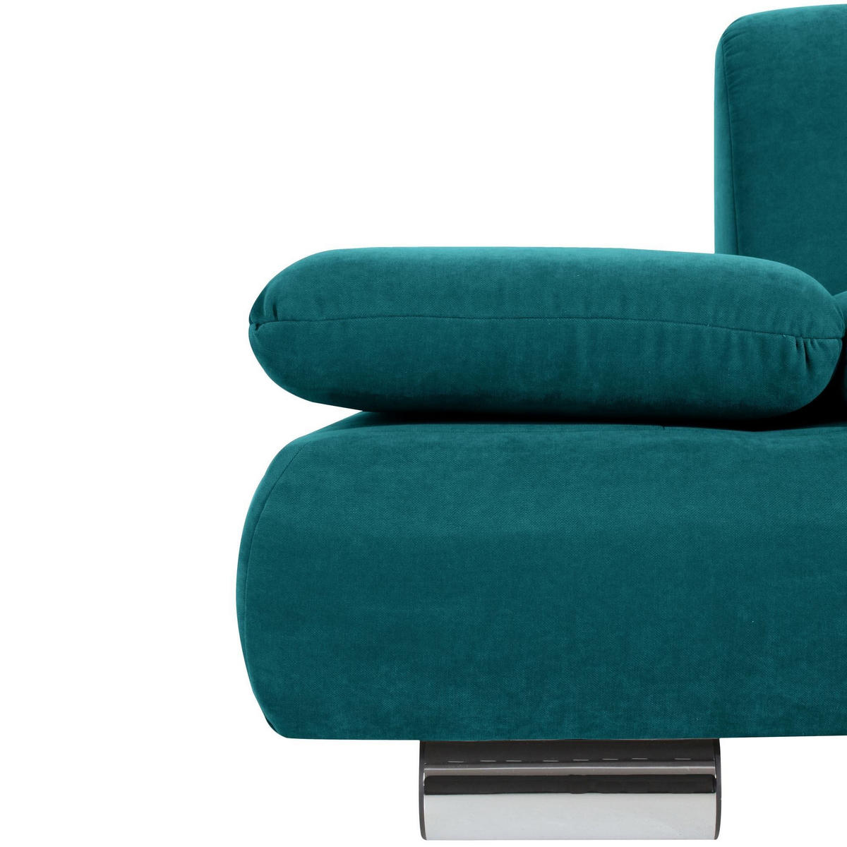 SOFA 2-Sitzer Kaye Bezug Veloursstoff Metallfuß verchromt / petrol - Blau, Kunststoff (190/76/90cm) - 58aufmkessel