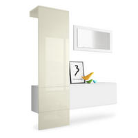 GARDEROBE Carlton Paneel in Creme Hochglanz - Creme, Holzwerkstoff (156/193/35cm) - Vladon