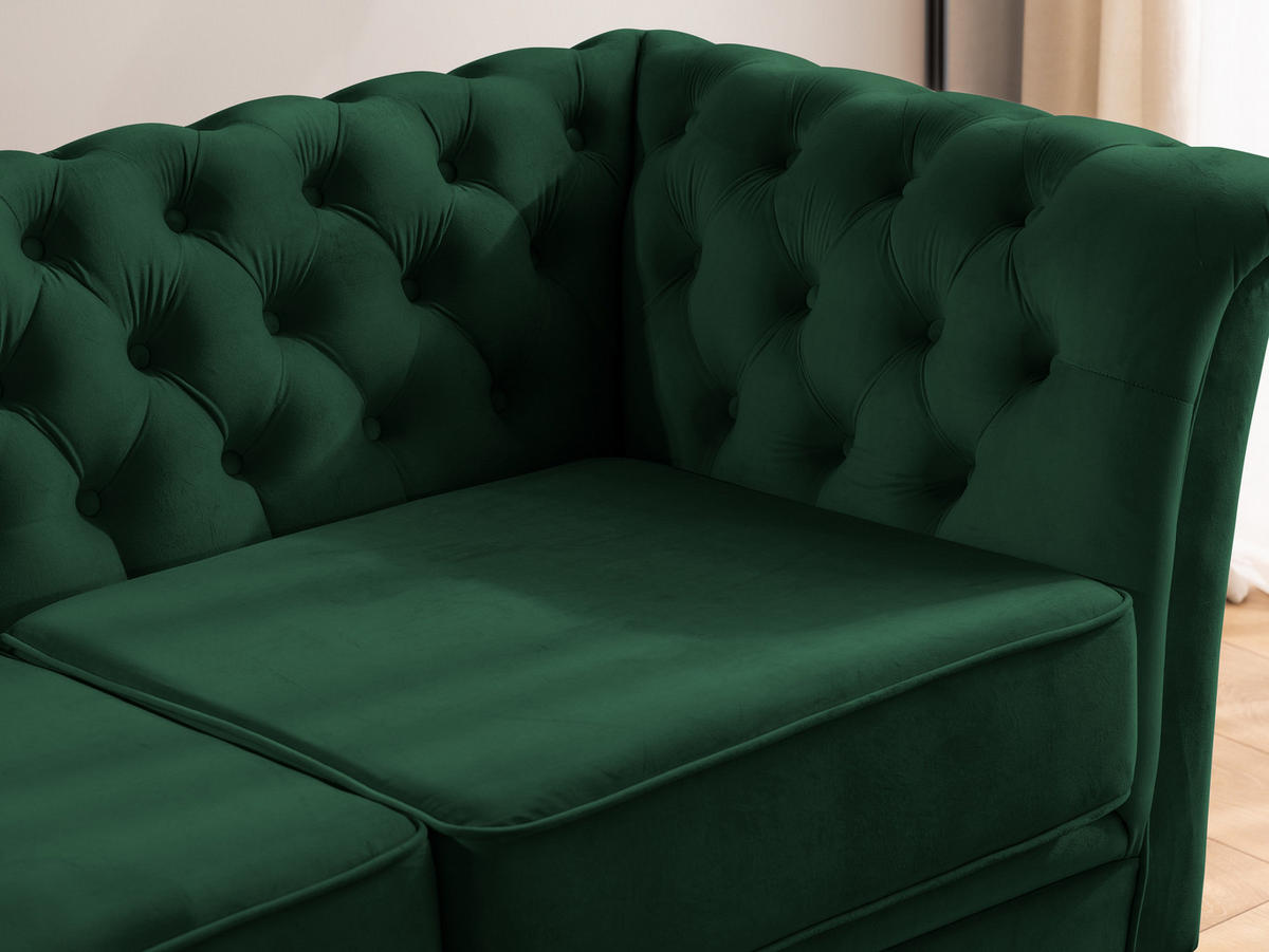 CHESTERFIELD-SESSEL Whitby Flaschengrün Samt mit schwarzen Füßen - Dunkelgrün/Schwarz, Holz/Textil (116/78/82cm) - S-Style Möbel