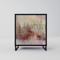 SIDEBOARD VEILED SUMMIT, Schwarz, 57,5x42x67,5 cm, Schwarze Metall-Rahmenfüße - Multicolor/Schwarz, Holzwerkstoff/Metall (57.5/67.5/42cm) - SpaceRebels