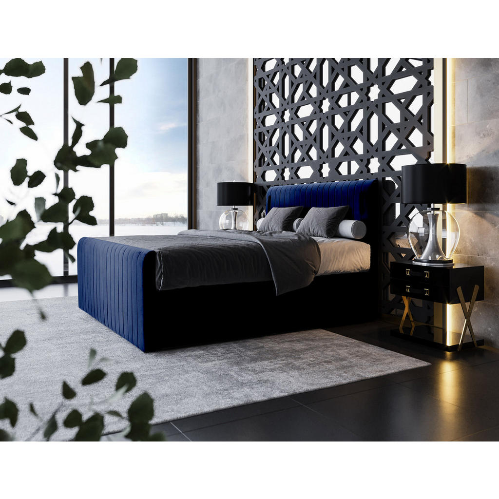 Thumbnail - wonello Boxspringbett, Blau, Textil, H3, Höhe ca. 20 cm, 180x200 cm, Schlafzimmer, Betten, Boxspringbetten