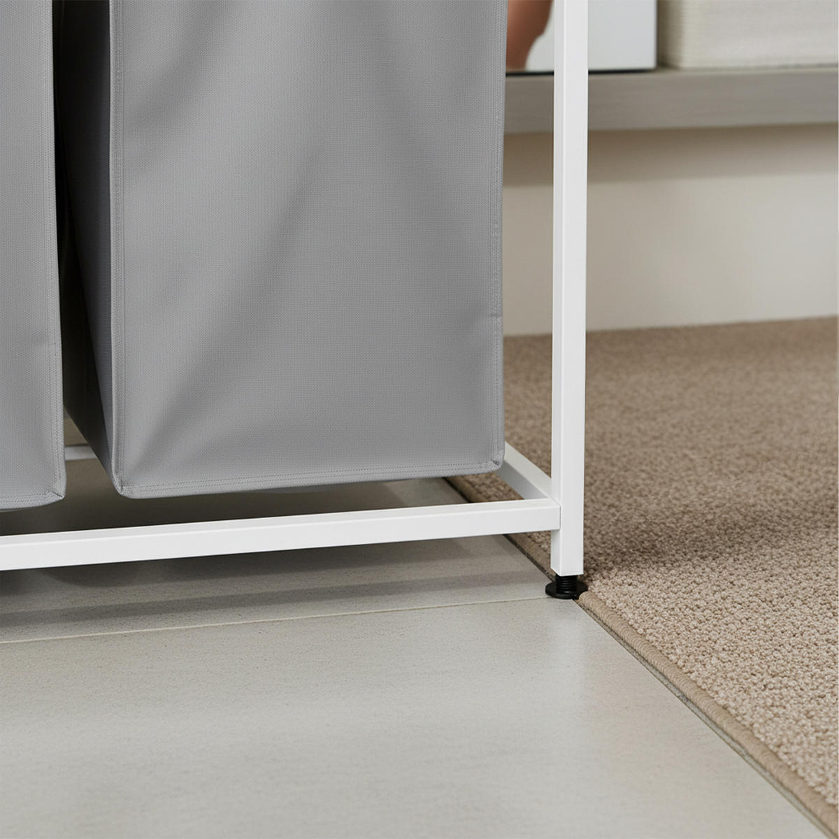 COȘ Alb de rufe 3 compartimente - gri deschis/alb, material textil/compozit lemnos (109.5/73.5/33cm) - Relaxdays