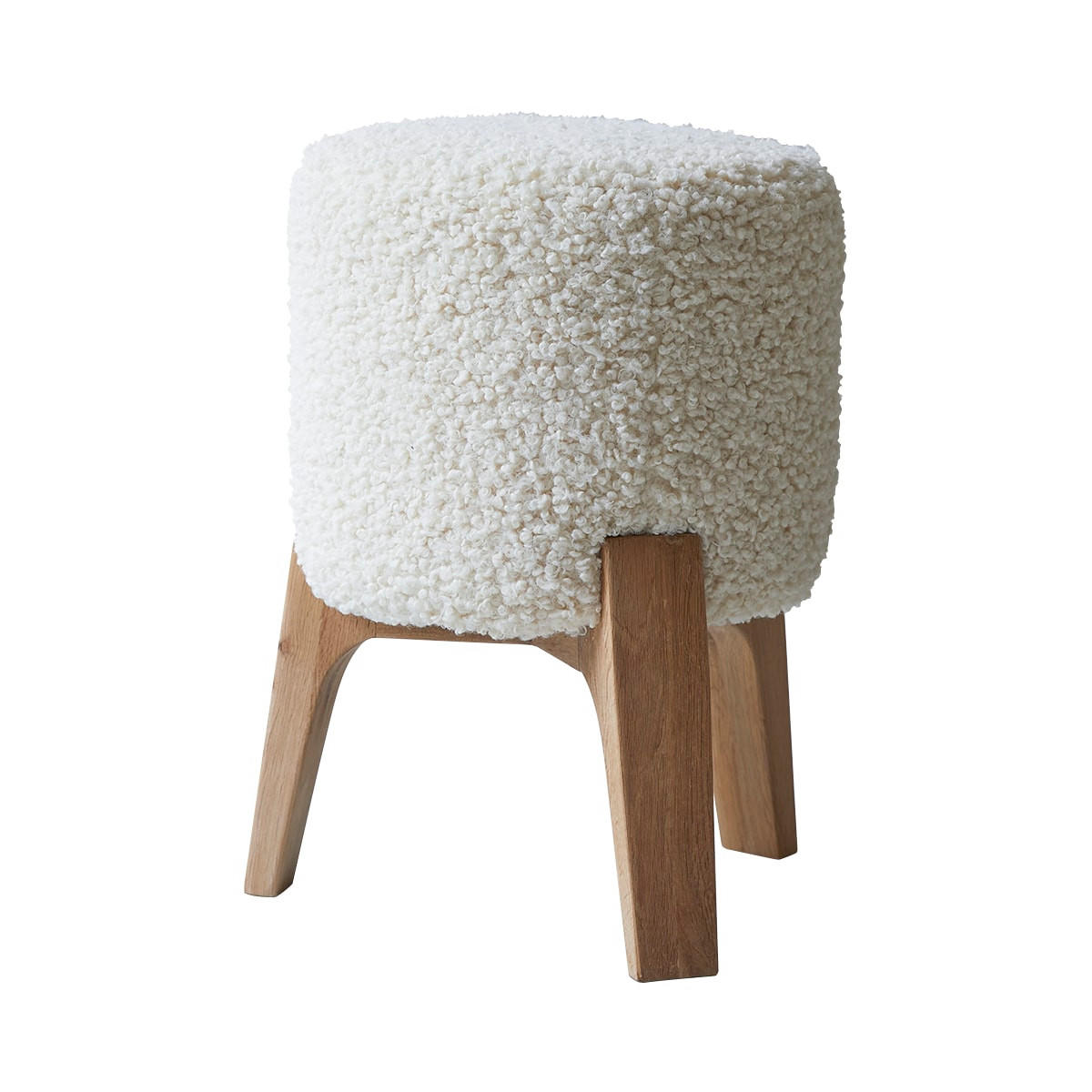 HOCKER Drum Weiß aus Stoff - Weiß, Textil (40/48/40cm) - Tikamoon