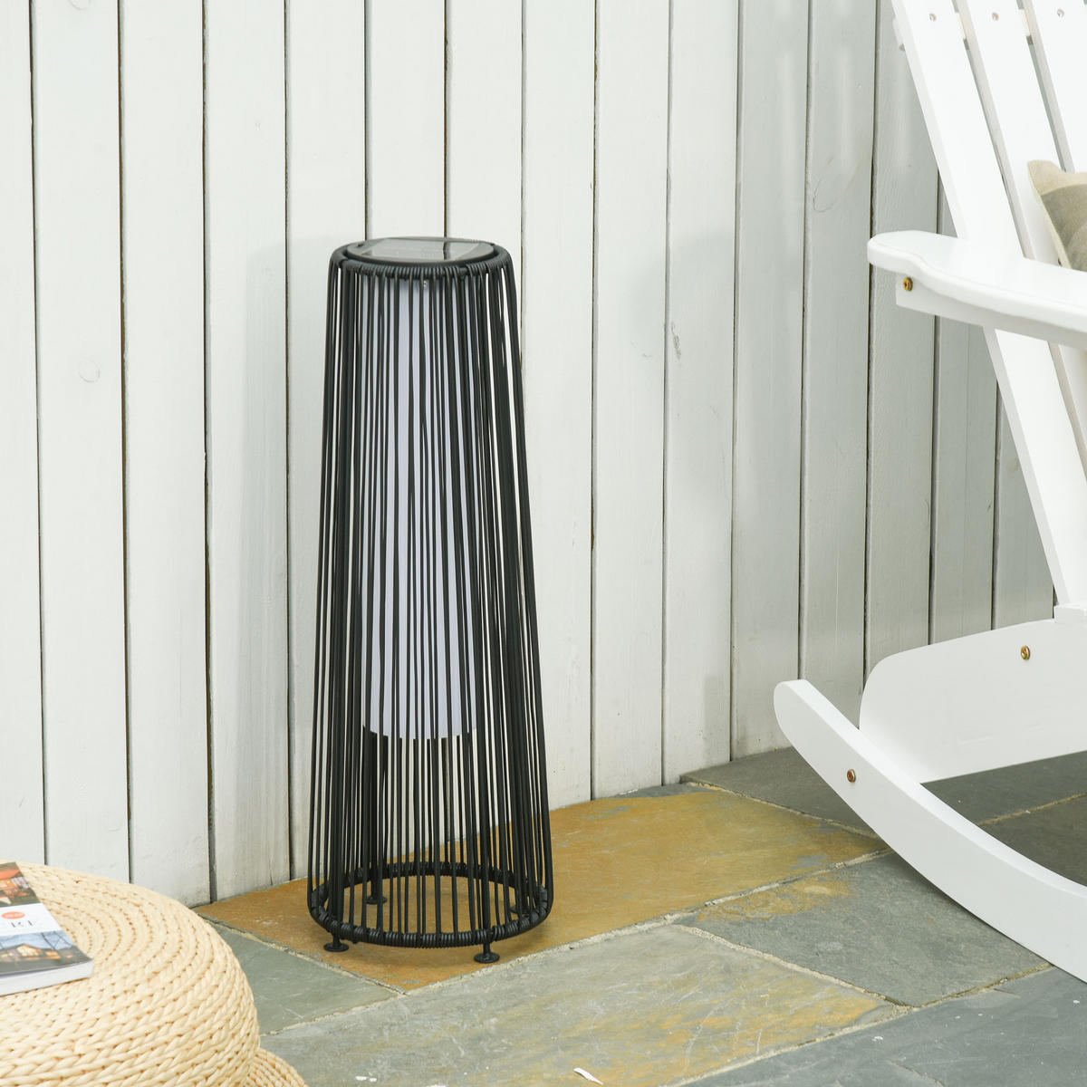 SOLARLAMPE, Terrasse, Metall, Schwarz - Schwarz, Metall (21.5/21.5/61cm) - Outsunny
