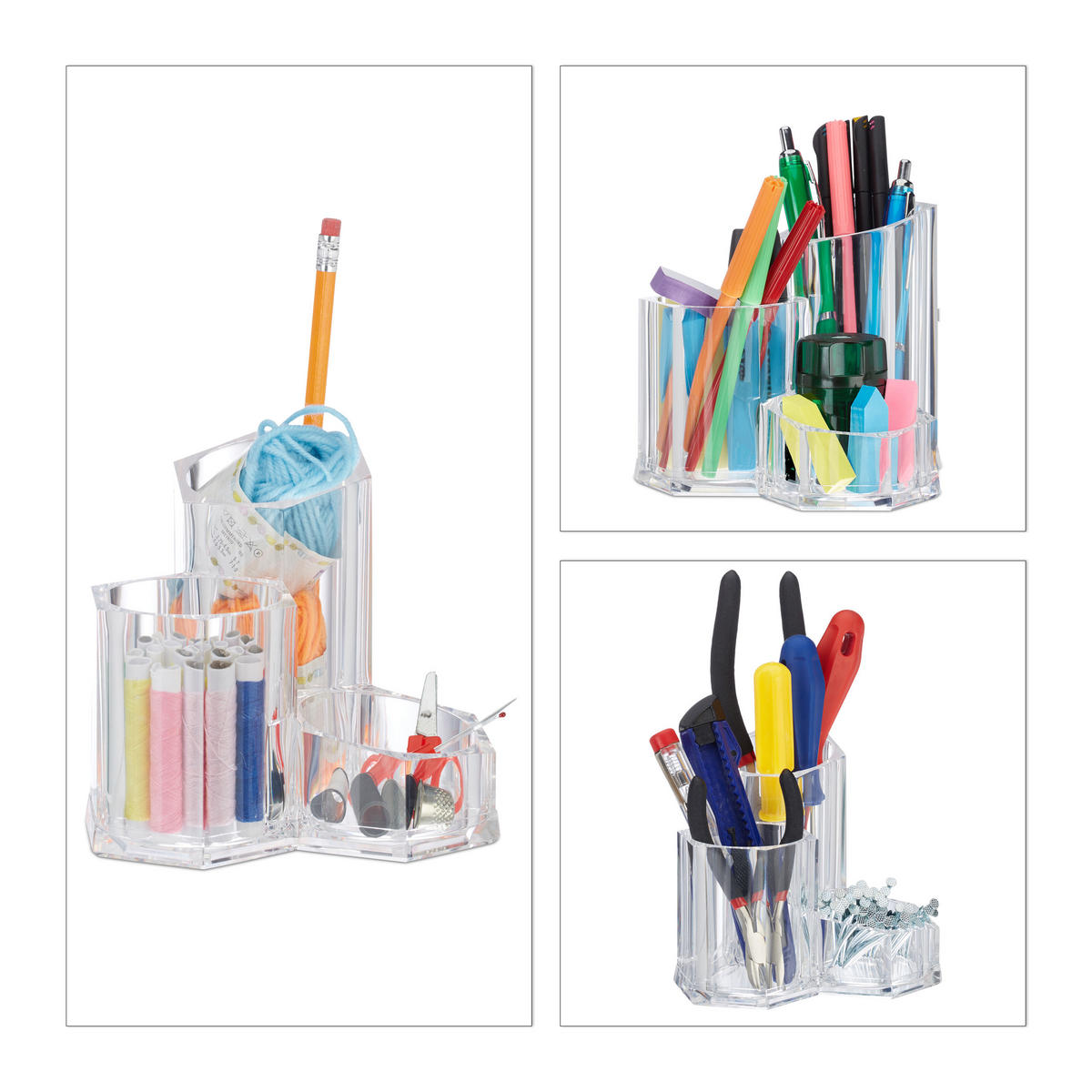 PINSELHALTER - Transparent, Kunststoff (13/12/13.5cm) - Relaxdays