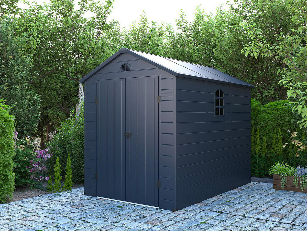 SCHREBERGARTENHAUS - 176 cm x 268 cm - harz - anthrazitgrau Cesio - Anthrazit, Kunststoff (176/180/268cm) - Vente-Unique