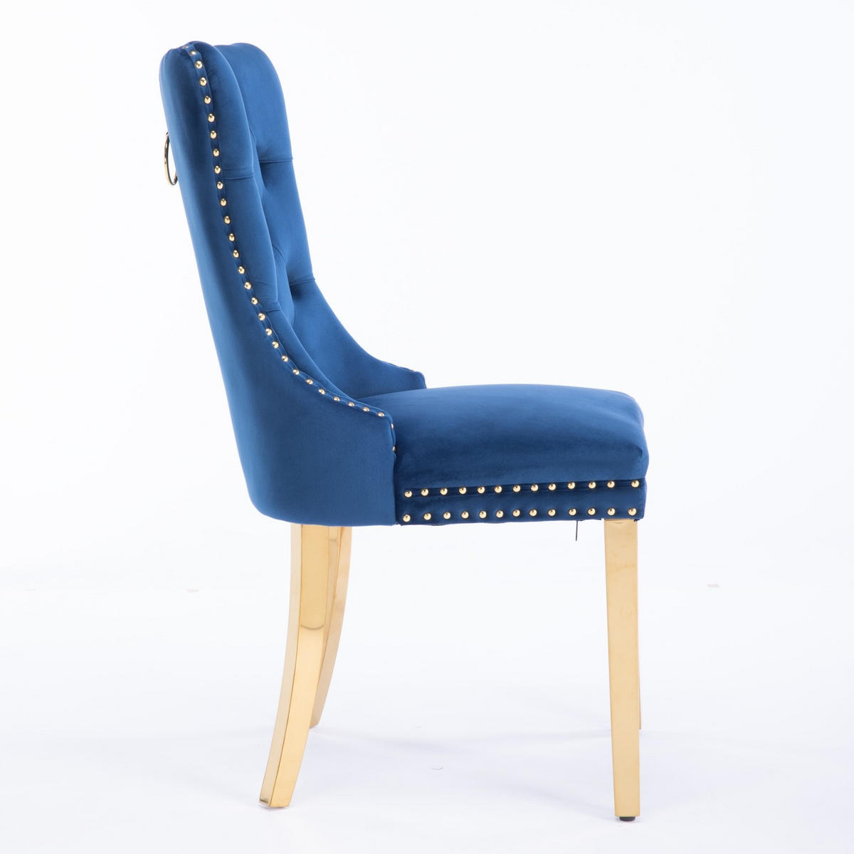 ESSZIMMERSTUHL mit hoher Rückenlehne Samt Blau 2er-Set - Blau, Metall (50/95/65cm) - Meubliv