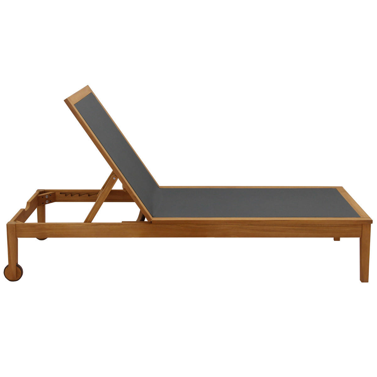 SONNENLIEGE Dunkelgrau Massivholz 2er-Set NAVEEN - Grau, Textil (75/100/195cm) - Miliboo