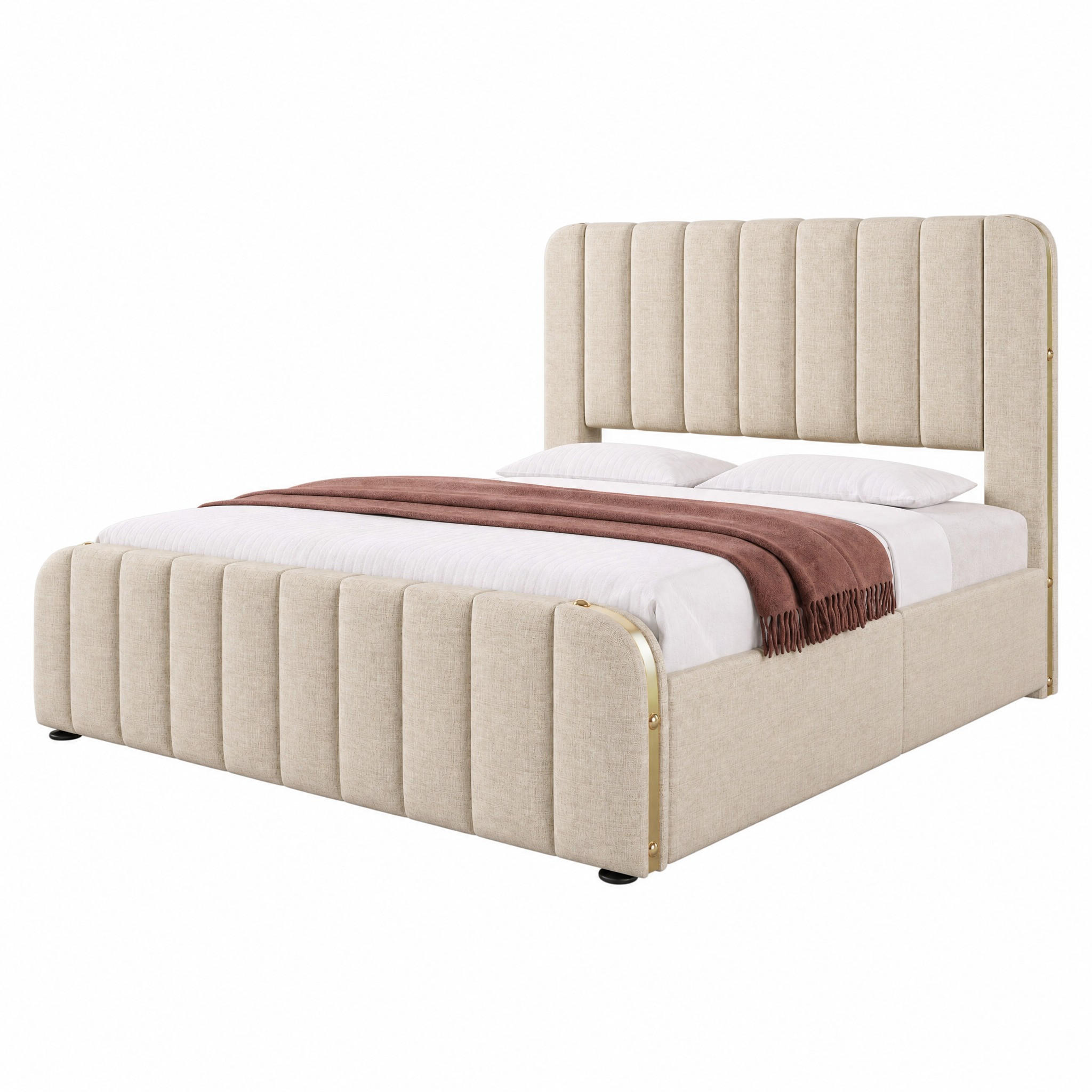 Beauniv Polsterbett Beige 160x200 cm