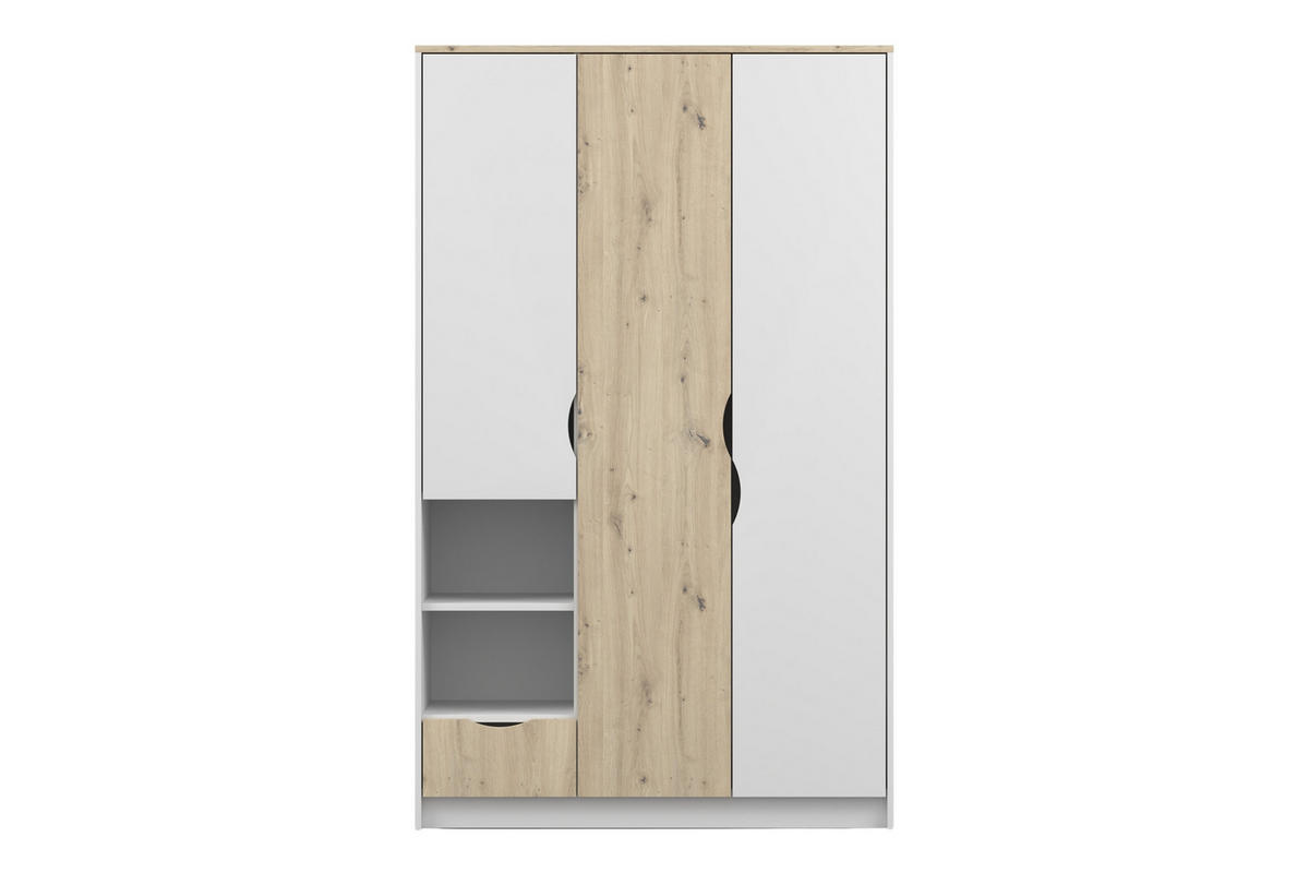 KINDERKLEIDERSCHRANK JUMI 120/193/50 cm in Weiß/Eiche Artisan - Weiß/Eiche Artisan, Holzwerkstoff (120/193/50cm) - Deine Möbel 24