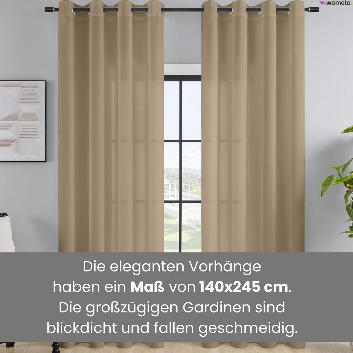 VORHANG Blickdicht beige 140/245 cm mit Ösen - Beige, Textil (140/245cm) - wometo