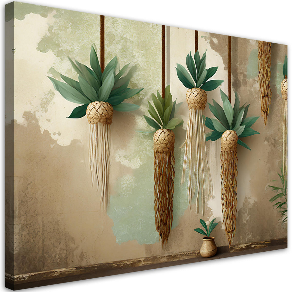 LEINWANDBILD Hängende Boho-Pflanzen - Grün, Textil (100/70cm) - Feeby