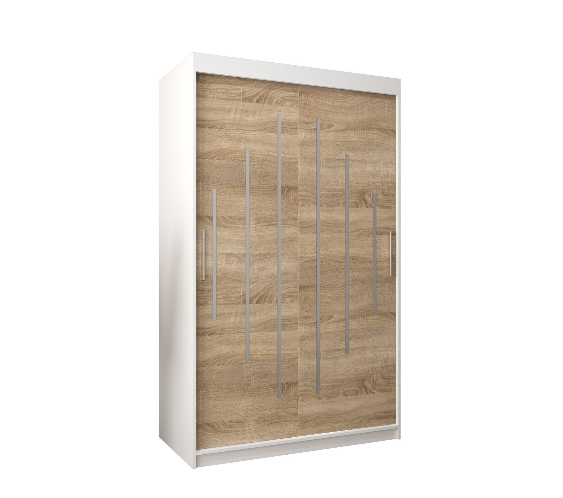 SCHWEBETÜRENSCHRANK 200/120/62 2-türig - Silberfarben/Weiß, Holz/Kunststoff (120/200/62cm) - Abiks Möbel