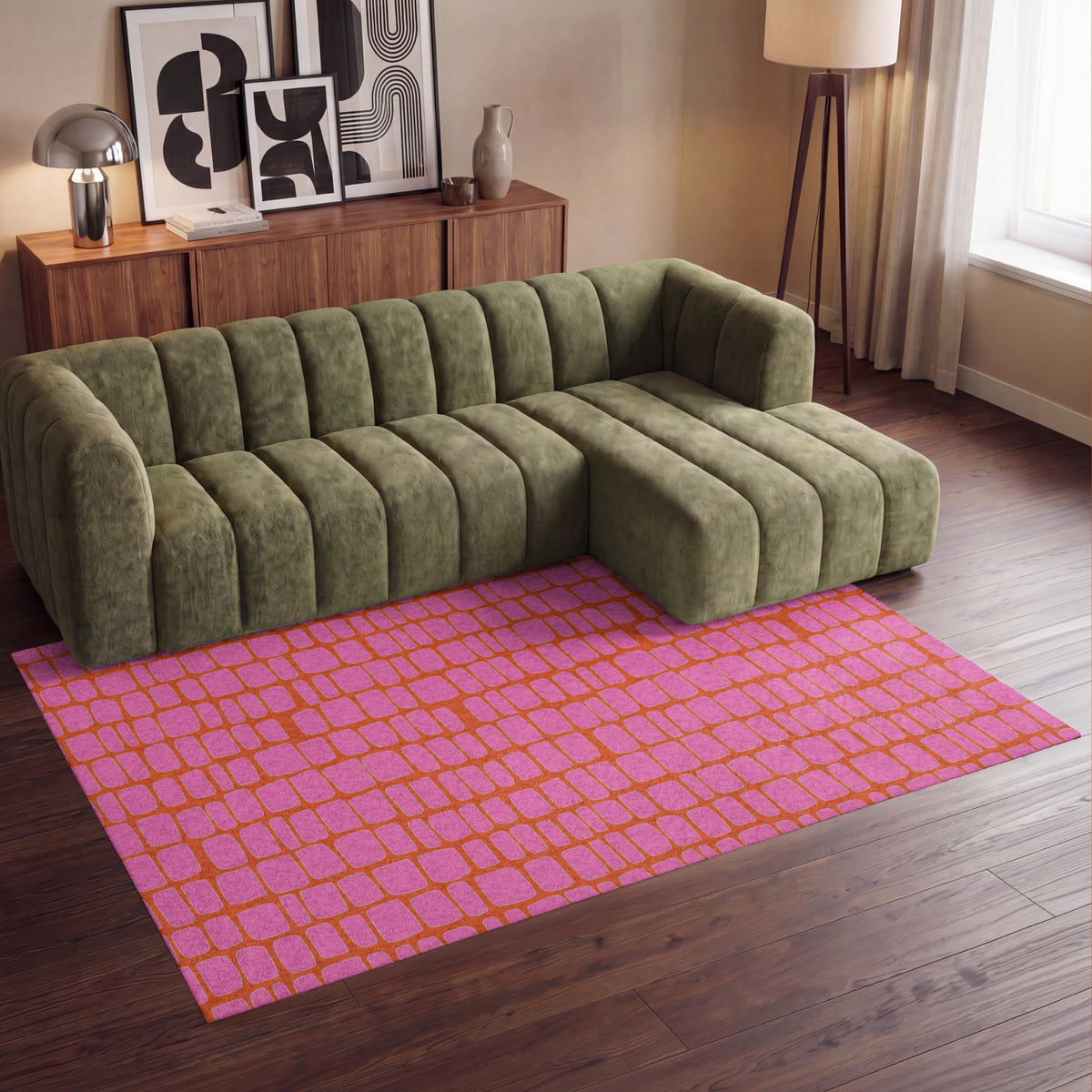 KOBERCE - Organic - Mriežka - Ružová - 230x150 cm - pink, textil/plast (230/0.4cm) - OnlyWow